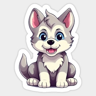 Cute Cartoon Husky Puppy Dog Sticker